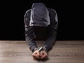 Dangerous Hooded Hacker Breaks into Government Data Servers and Infects Their System with Virus.. Arrested in handcuffs, a chain a