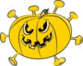 Dangerous and Infectious Corona Virus dressed for Halloween vector illustration Royalty Free Stock Photo