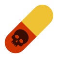 Dangerous medical capsule with poison vector icon flat isolated