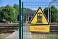 Dangerous pedestrian crossing at the railway station Royalty Free Stock Photo