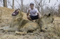 Dangerous Pose with Lion and Lioness