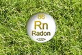 The dangerous radioactive natura radon gas under the ground - concept image with Radon periodic table