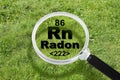 The dangerous radioactive natural radon gas under the ground - concept with periodic table of the elements