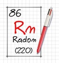The dangerous radioactive radon gas - concept image with periodic table of the elements