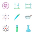 Dangerous research icons set, cartoon style Royalty Free Stock Photo