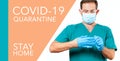 Dangerous respiratory Coronaviruse. Doctor in protective mask and gloves. Outbreaking COVID-19