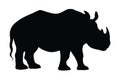 Dangerous rhinoceros standing in different positions. Rhino full body silhouette collection. Herbivorous rhino standing silhouette