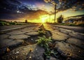 Dangerous Road Conditions A Visual Report on Deteriorating Asphalt Potholes and Infrastructure Failures Highlighting Royalty Free Stock Photo