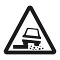 Dangerous Roadside and shoulder sign line icon