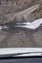 Dangerous rocky road to Ushguli village, Svaneti, Georgia