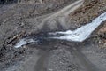 Dangerous rocky road to Ushguli village, Svaneti, Georgia