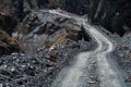 Dangerous rocky road to Ushguli village, Svaneti, Georgia