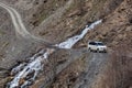 Dangerous rocky road to Ushguli village, Svaneti, Georgia