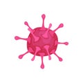 Dangerous round-shaped virus or bacteria under microscope. Concept of molecular medicine. Flat vector element for