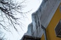 Dangerous sharp icicles on the roof