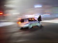 Dangerous situation on zebra crossing.  Intentional motion blur Royalty Free Stock Photo