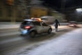 Dangerous situation on zebra crossing.  Intentional motion blur Royalty Free Stock Photo