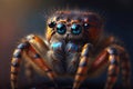 Dangerous spider. Terrible brown obligate arthropod predator, close-up front view. Illustration created by generative ai