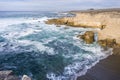 Dangerous surf crushing on the rugged cliffs of Montana de Oro State Park, San Luis Obispo county, California Royalty Free Stock Photo
