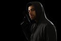 Dangerous thief with a hoodie Royalty Free Stock Photo