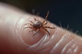 Dangerous tick close-up on human skin. Royalty Free Stock Photo