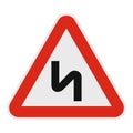 Dangerous turn right icon, flat style.
