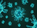 Dangerous virus under microscope, bacteria virus or germs microorganism cells