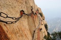 Dangerous walkway at top of holy Mount Hua Shan Royalty Free Stock Photo