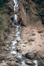 Dangerous waterfall crossing in Himachal Pradesh