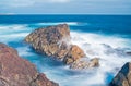 The Dangerous Waves Of The Altantic Ocean Smoothed Out With Long Exposure Royalty Free Stock Photo