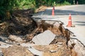 Edge Of A Road That Has Been Eroded By Water. Royalty Free Stock Photo