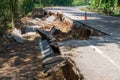 Edge Of A Road That Has Been Eroded By Water. Royalty Free Stock Photo