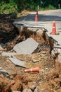 Edge Of A Road That Has Been Eroded By Water. Royalty Free Stock Photo