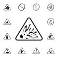 dangerously explosive sign icon. Detailed set of Warning signs icons. Premium quality graphic design sign. One of the collection i Royalty Free Stock Photo