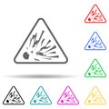 dangerously explosive sign multi color style icon. Simple glyph, flat vector of warning signs icons for ui and ux, website or Royalty Free Stock Photo