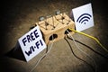 The dangers of free wi-fi. Cyber crimes and hacking Royalty Free Stock Photo