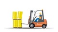 Dangers of working with a forklift. Improper movement of goods Royalty Free Stock Photo