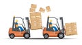 Dangers of working with a forklift. Keep your distance while working. Vector Royalty Free Stock Photo