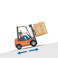 Dangers of working with a forklift. With a load, drive downhill in reverse, and on a slope - in front.