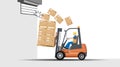 Dangers of working with a forklift. Make sure the gate is open Royalty Free Stock Photo