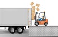Dangers of working with a forklift. Observe the dimensions of the cargo Royalty Free Stock Photo