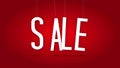 Dangling and wobbling SALE over red festive background