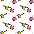 Dango japanese dessert seamless doodle pattern, vector illustration Royalty Free Stock Photo