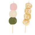 Dango vector stock illustration. Mochi balls, kinako flour. Japanese sweets, Kusa-dango