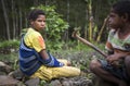 Dani tribe people at a field