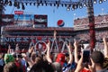Daniel Bryan celebrates with yes chant with fans on top of ladde