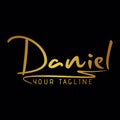Daniel golden color name logotype signature art design