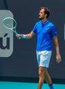 Daniil Medvedev of Russia in action during quarter-final match against Christopher Eubanks of USA at 2023 Miami Open