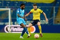 Danil Glebov of FC Rostov battle for the ball with Wendel of FC Zenit St. Petersburg