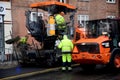 Danish asfalt workers on action on Kastrupvej in Kastrup